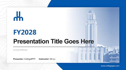 University of Montreal Academic Presentation/Research Findings Report PPT Template