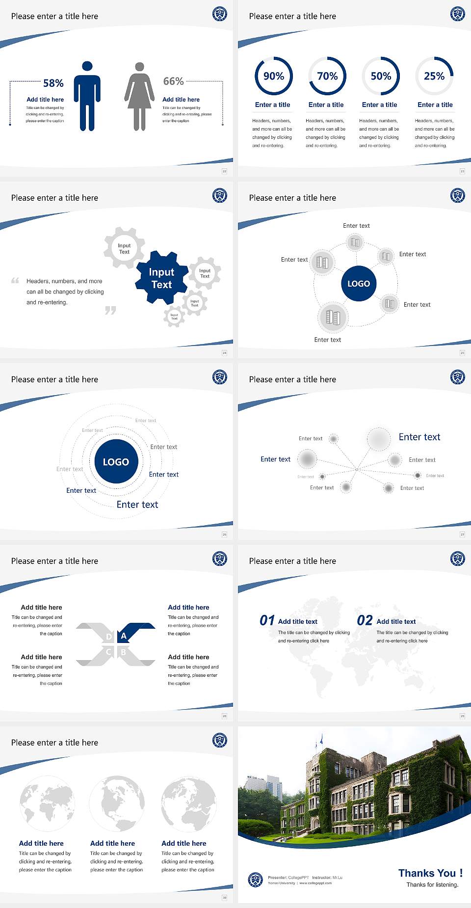 Yonsei University Course/Courseware Creation PPT Template4:3 ratio PPT effect preview image4