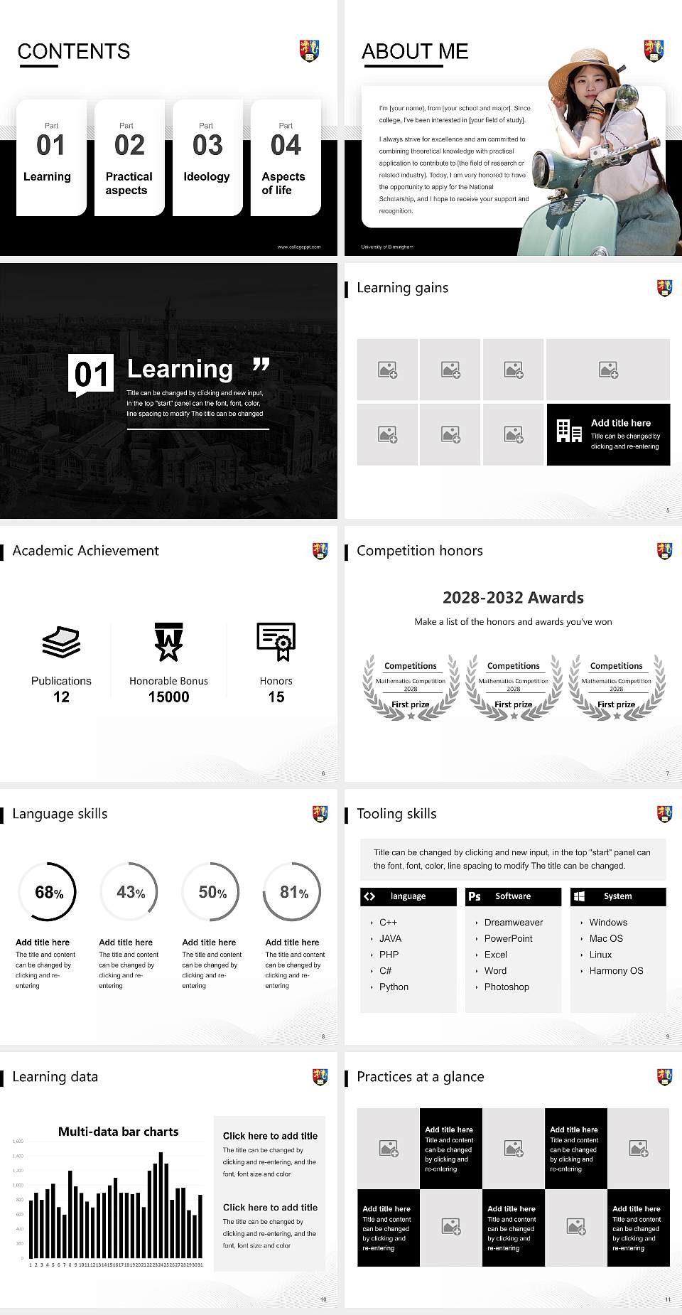 University of Birmingham National Scholarship Defense PPT Template4:3 ratio PPT effect preview image2