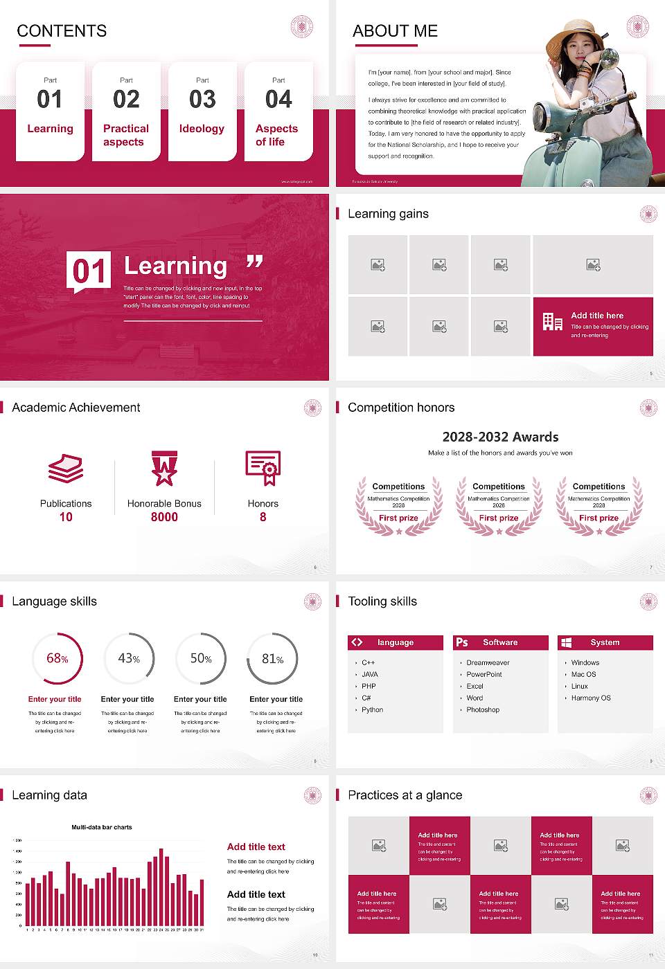 Fukuoka Jo Gakuin University National Scholarship Defense PPT Template16:9 ratio PPT effect preview image2
