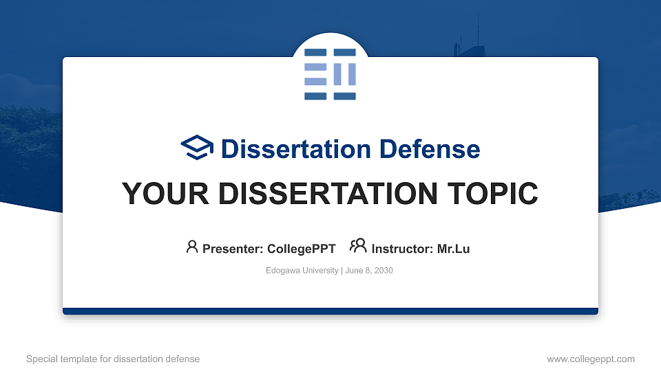 Edogawa University Graduation Thesis Defense PPT Template_Slide preview image1