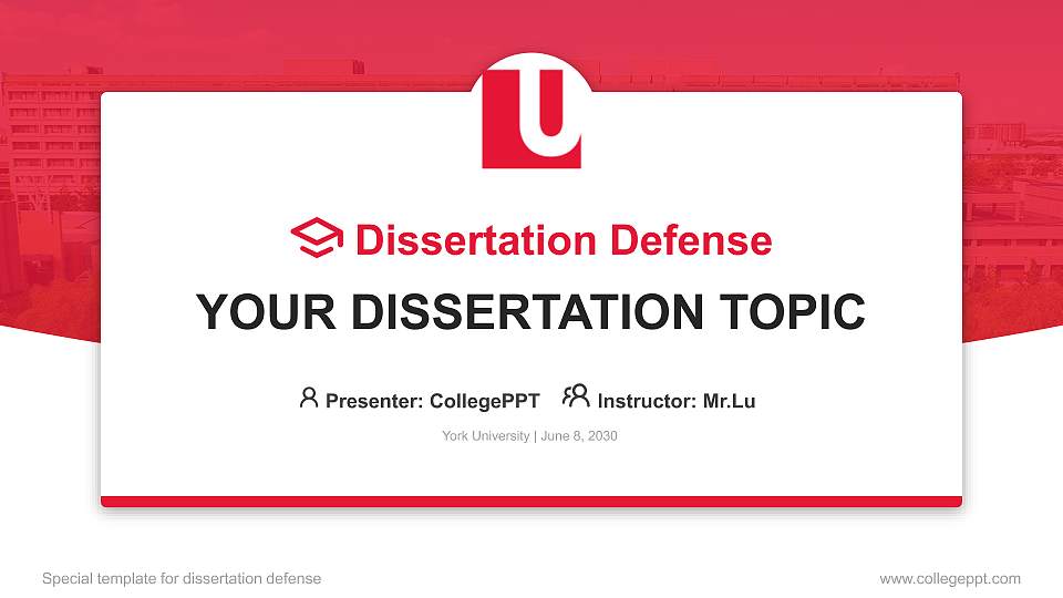 York University Graduation Thesis Defense PPT Template16:9 ratio PPT effect preview image
