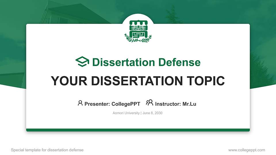 Aomori University Graduation Thesis Defense PPT Template16:9 ratio PPT effect preview image