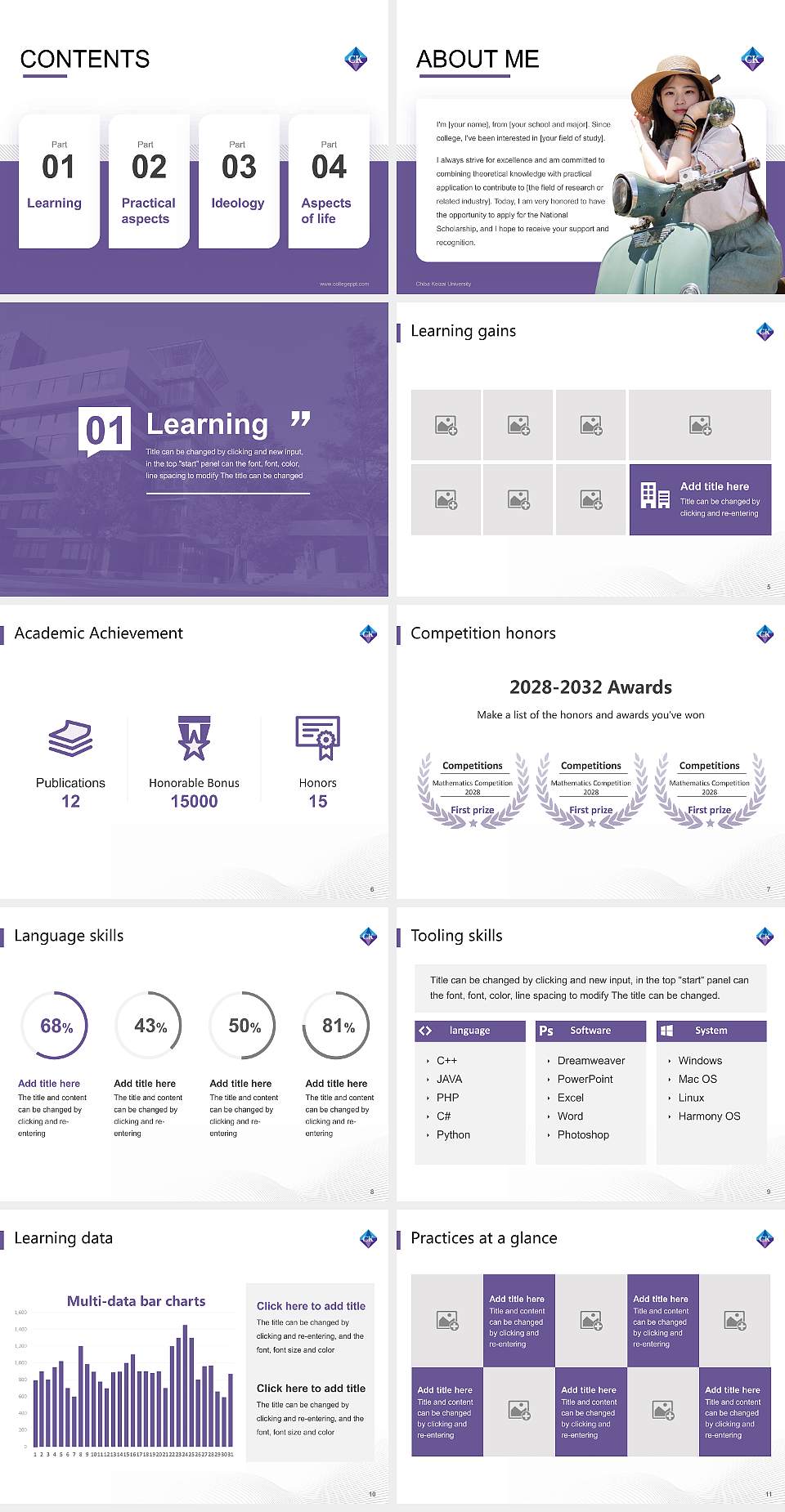 Chiba Keizai University National Scholarship Defense PPT Template4:3 ratio PPT effect preview image2