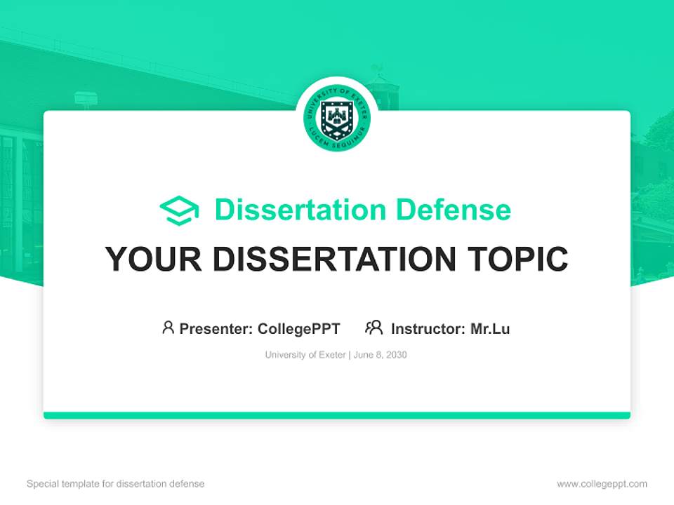 University of Exeter Graduation Thesis Defense PPT Template4:3 ratio PPT effect preview image7