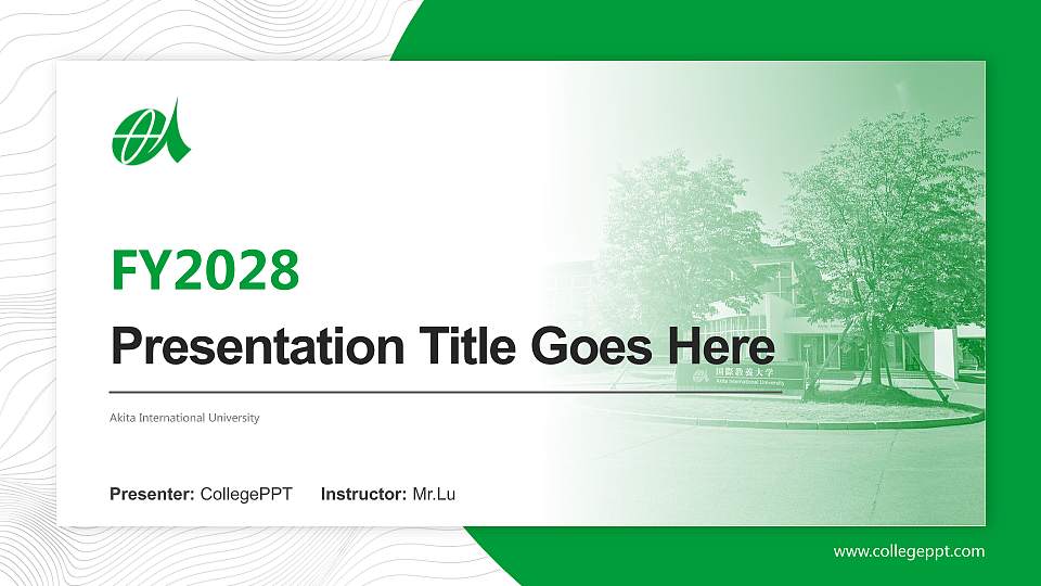 Akita International University Academic Presentation/Research Findings Report PPT Template16:9 ratio PPT effect preview image