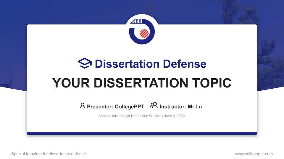 Aomori University of Health and Welfare Graduation Thesis Defense PPT Template16:9 ratio PPT effect preview image