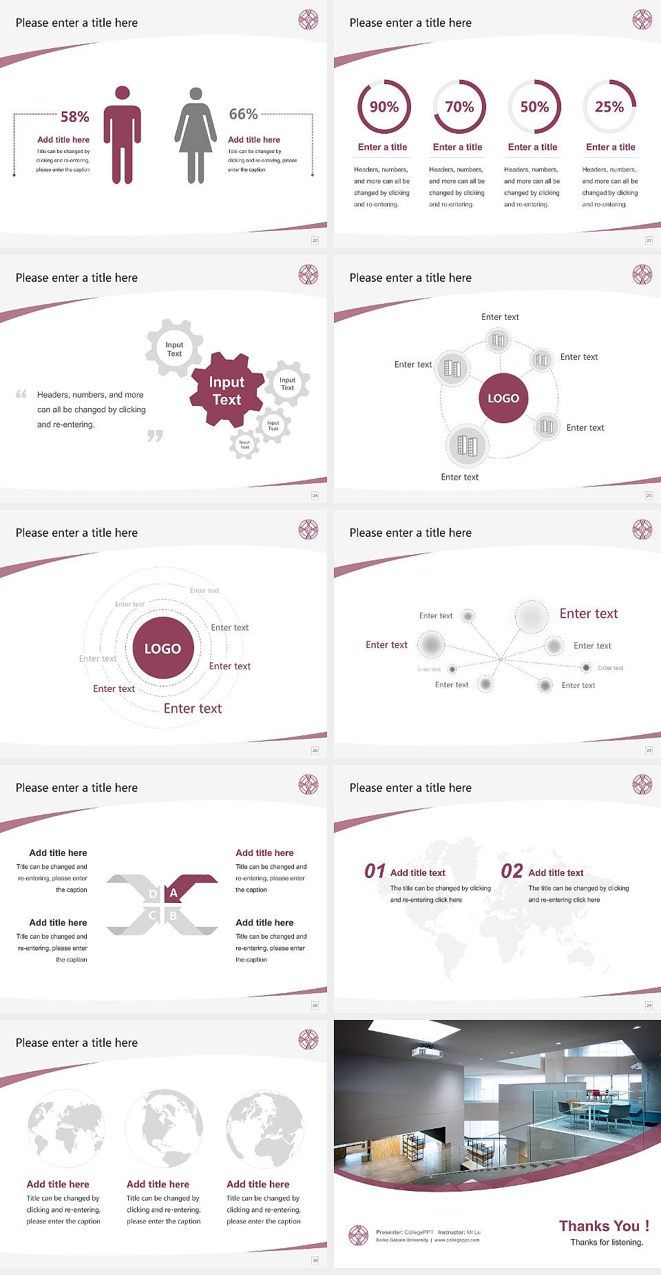 Baiko Gakuin University Course/Courseware Creation PPT Template4:3 ratio PPT effect preview image4