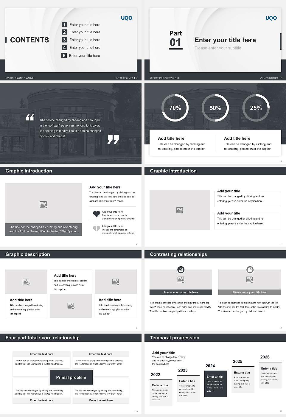 University of Quebec in Outaouais Thesis Proposal/Graduation Defense PPT Template16:9 ratio PPT effect preview image2