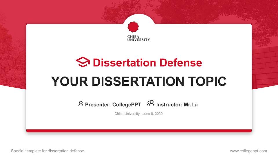 Chiba University Graduation Thesis Defense PPT Template16:9 ratio PPT effect preview image
