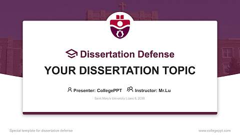 Saint Mary’s University Graduation Thesis Defense PPT Template