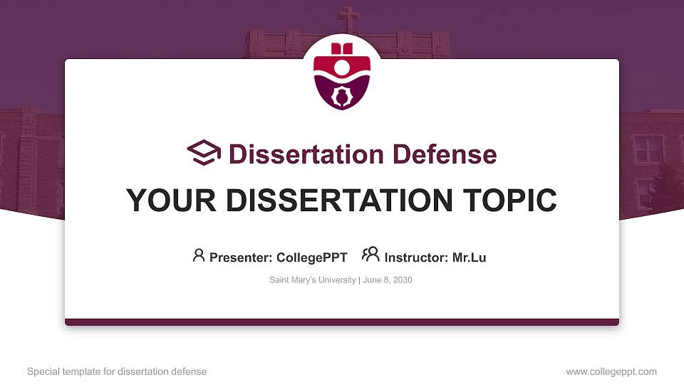 Saint Mary’s University Graduation Thesis Defense PPT Template16:9 ratio PPT effect preview image