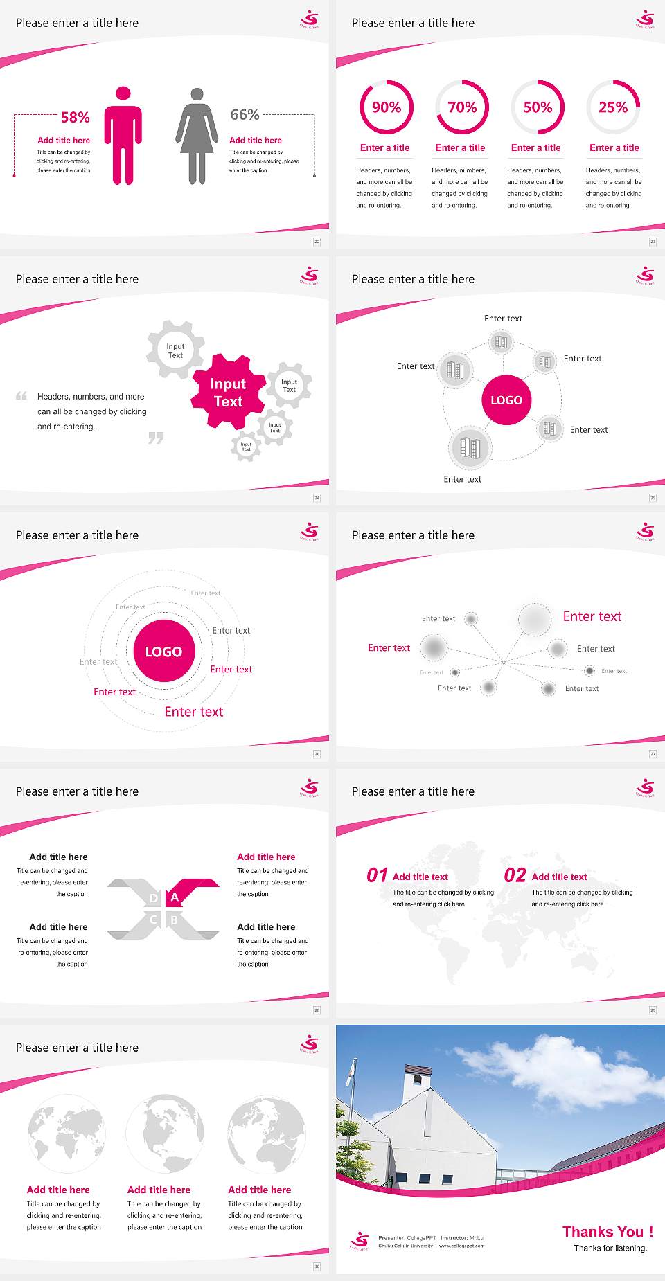 Chubu Gakuin University Course/Courseware Creation PPT Template4:3 ratio PPT effect preview image4