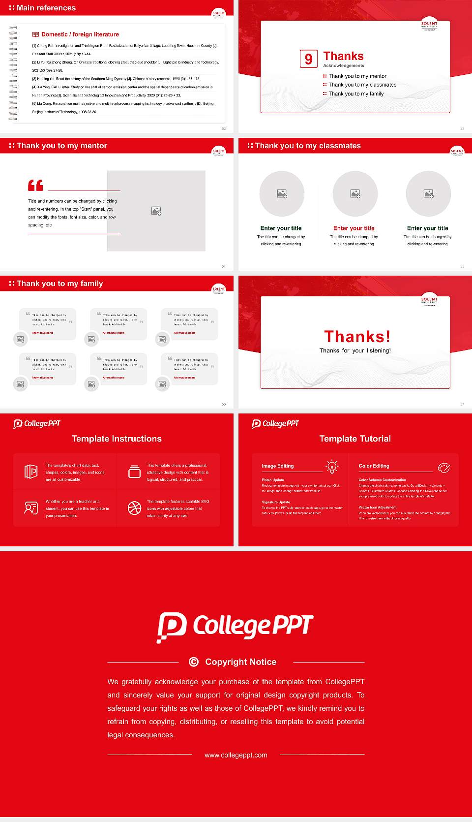 Solent University Graduation Thesis Defense PPT Template16:9 ratio PPT effect preview image7