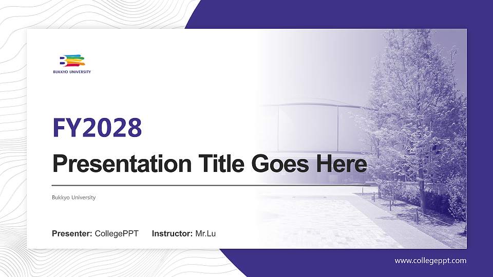 Bukkyo University Academic Presentation/Research Findings Report PPT Template16:9 ratio PPT effect preview image