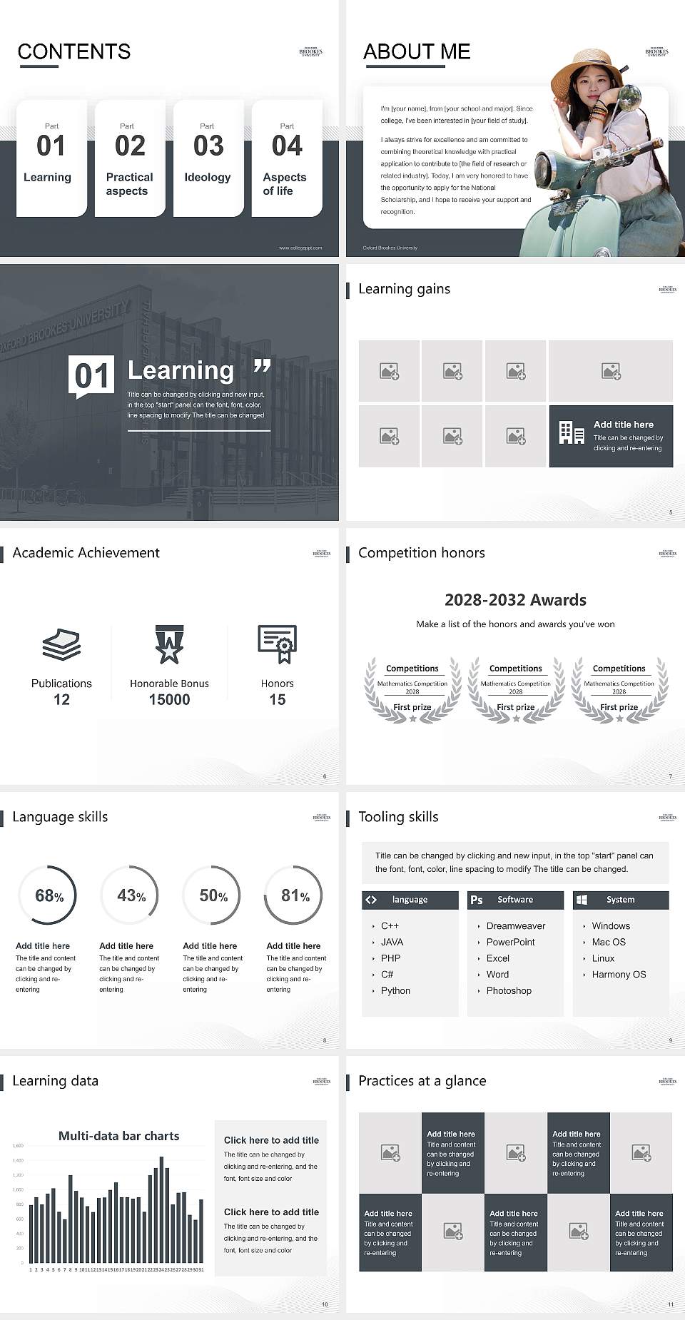 Oxford Brookes University National Scholarship Defense PPT Template4:3 ratio PPT effect preview image2