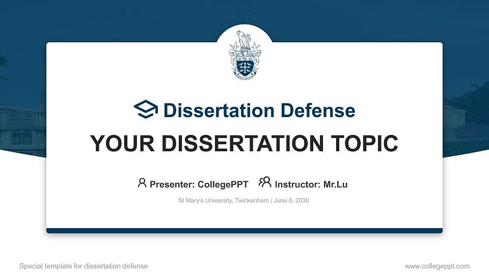 St Mary’s University, Twickenham Graduation Thesis Defense PPT Template16:9 ratio PPT effect preview image