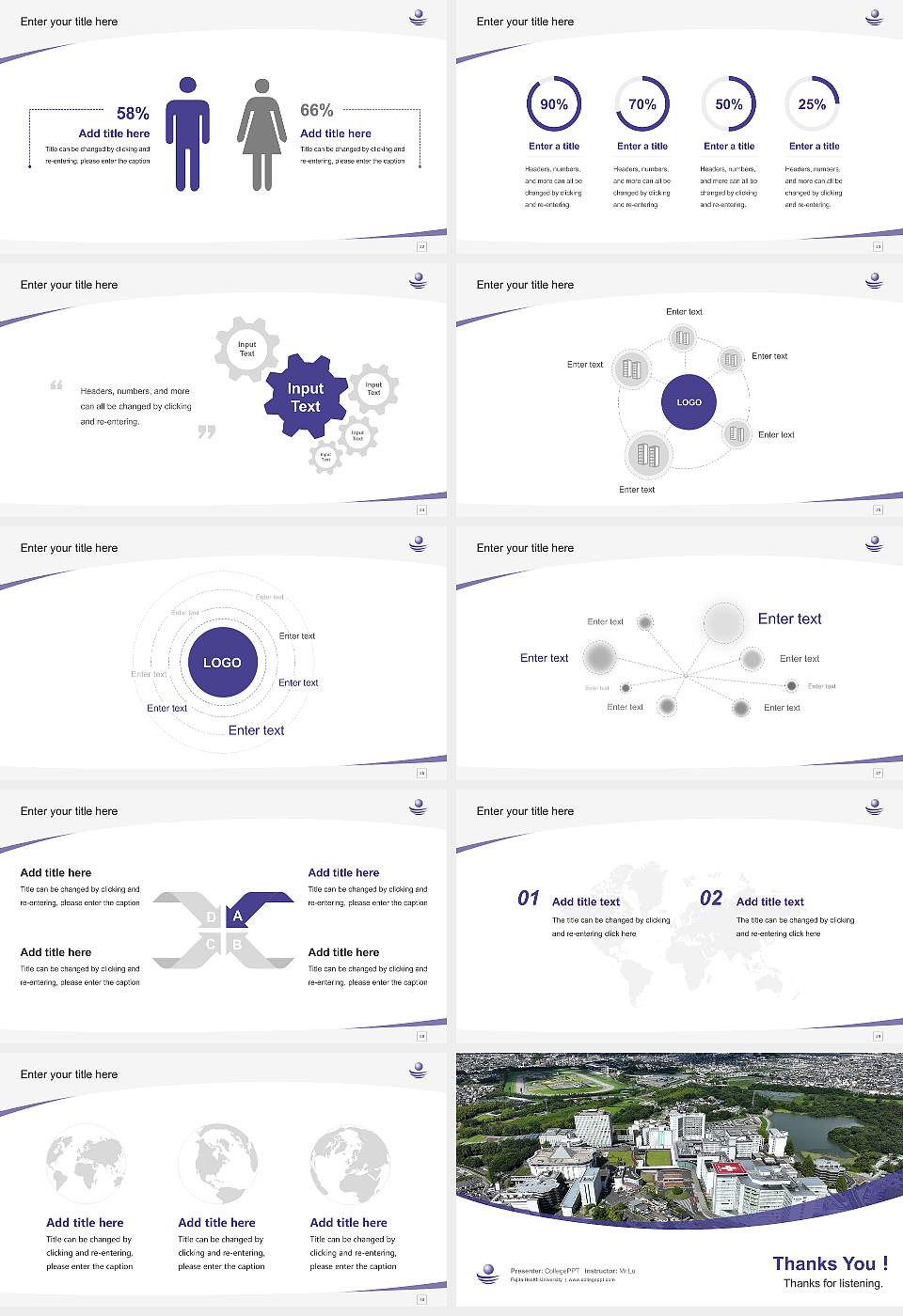 Fujita Health University Course/Courseware Creation PPT Template16:9 ratio PPT effect preview image4