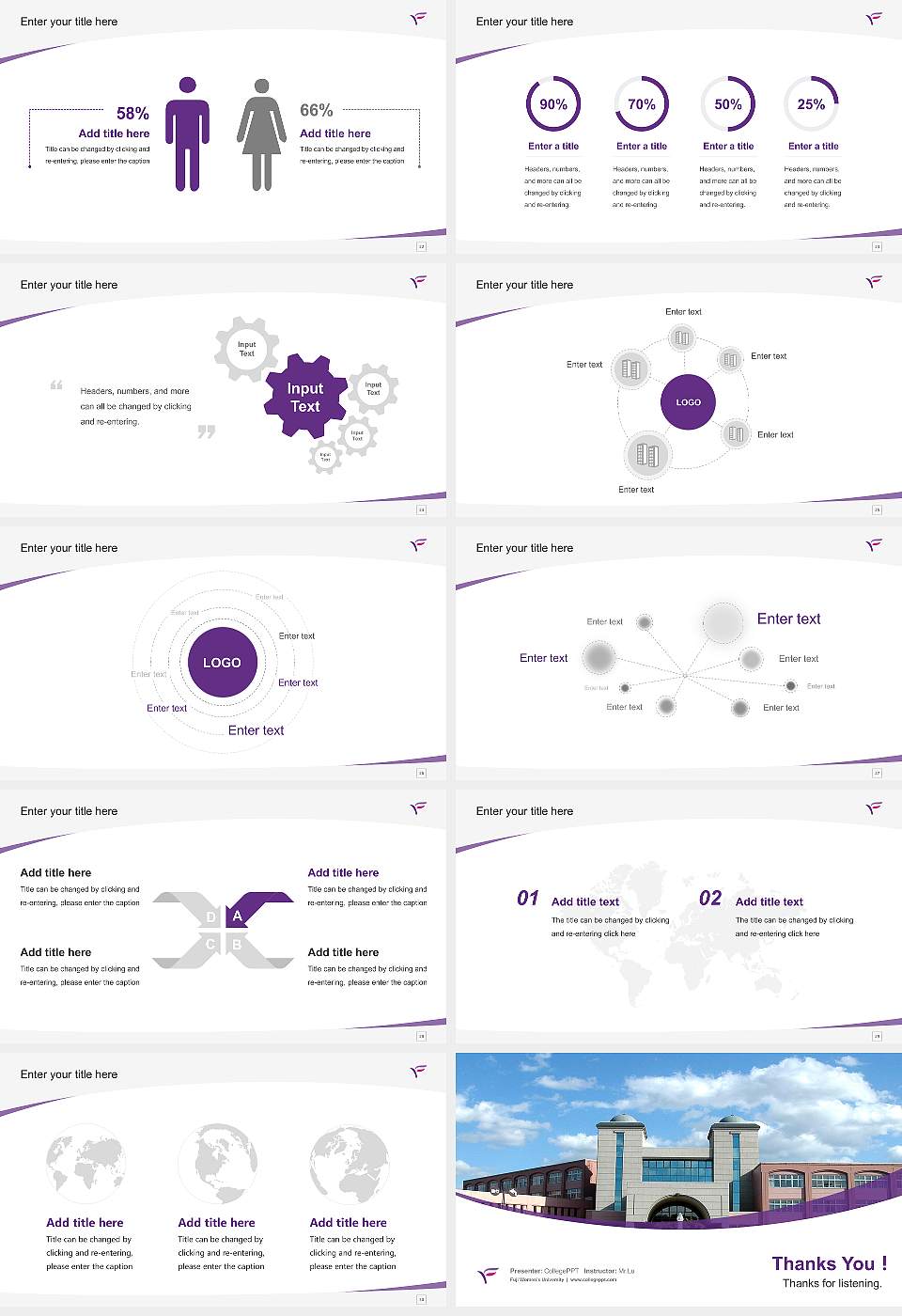 Fuji Women’s University Course/Courseware Creation PPT Template16:9 ratio PPT effect preview image4