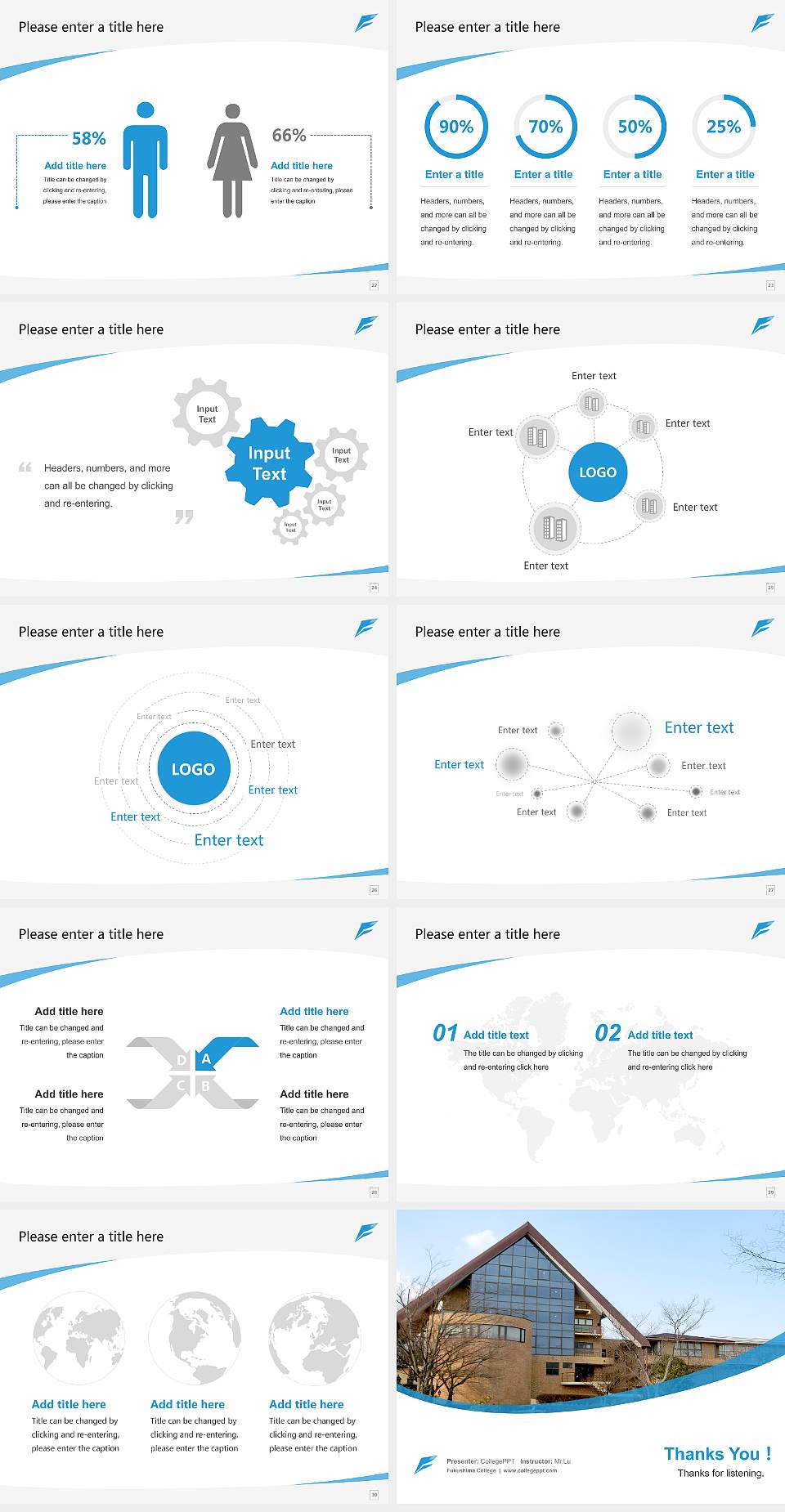 Fukushima College Course/Courseware Creation PPT Template4:3 ratio PPT effect preview image4