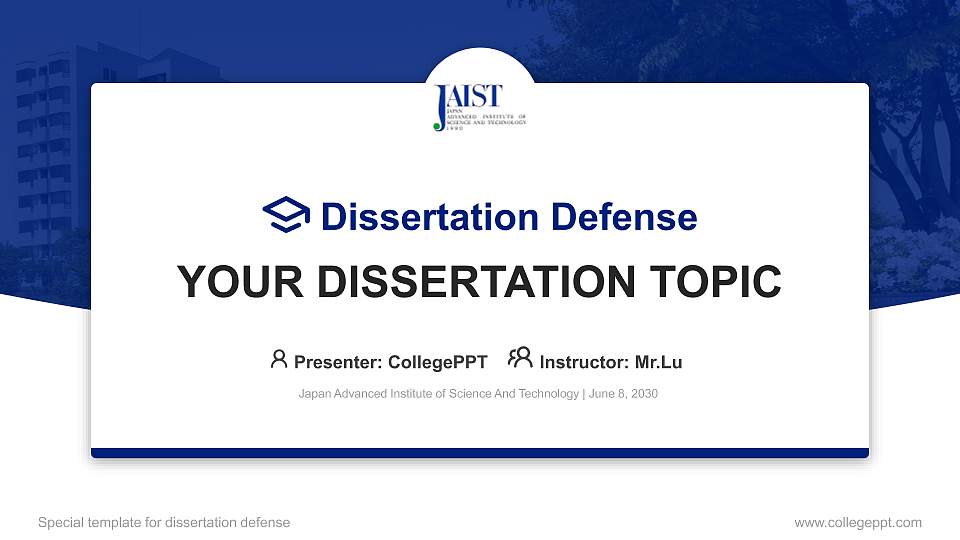 Japan Advanced Institute of Science And Technology Graduation Thesis Defense PPT Template16:9 ratio PPT effect preview image