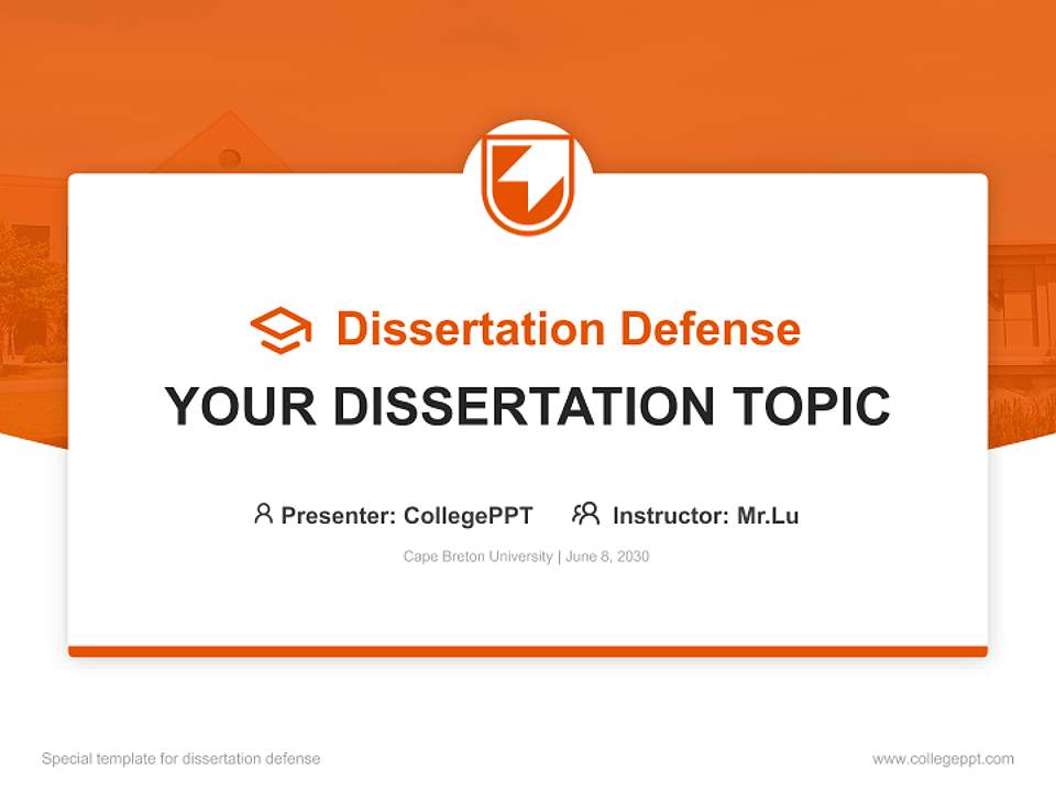 Cape Breton University Graduation Thesis Defense PPT Template4:3 ratio PPT effect preview image7
