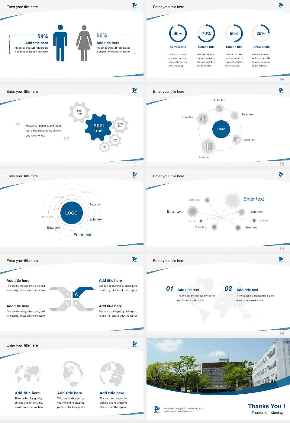 Asahi University Course/Courseware Creation PPT Template16:9 ratio PPT effect preview image4