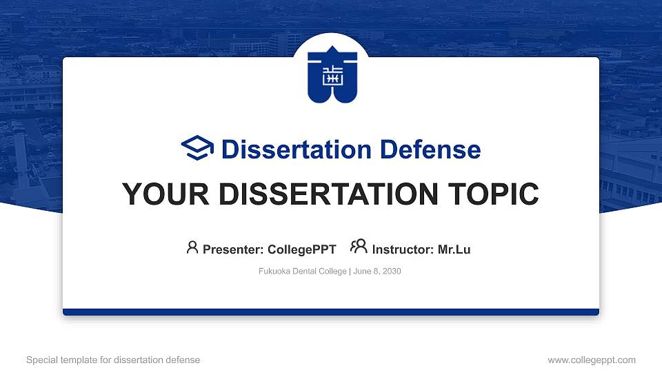 Fukuoka Dental College Graduation Thesis Defense PPT Template16:9 ratio PPT effect preview image