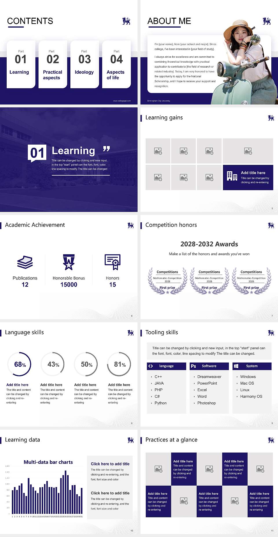 Birmingham City University National Scholarship Defense PPT Template4:3 ratio PPT effect preview image2