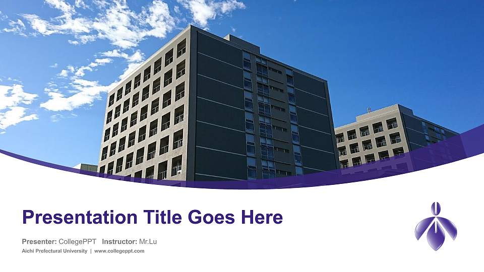 Aichi Prefectural University Course/Courseware Creation PPT Template16:9 ratio PPT effect preview image