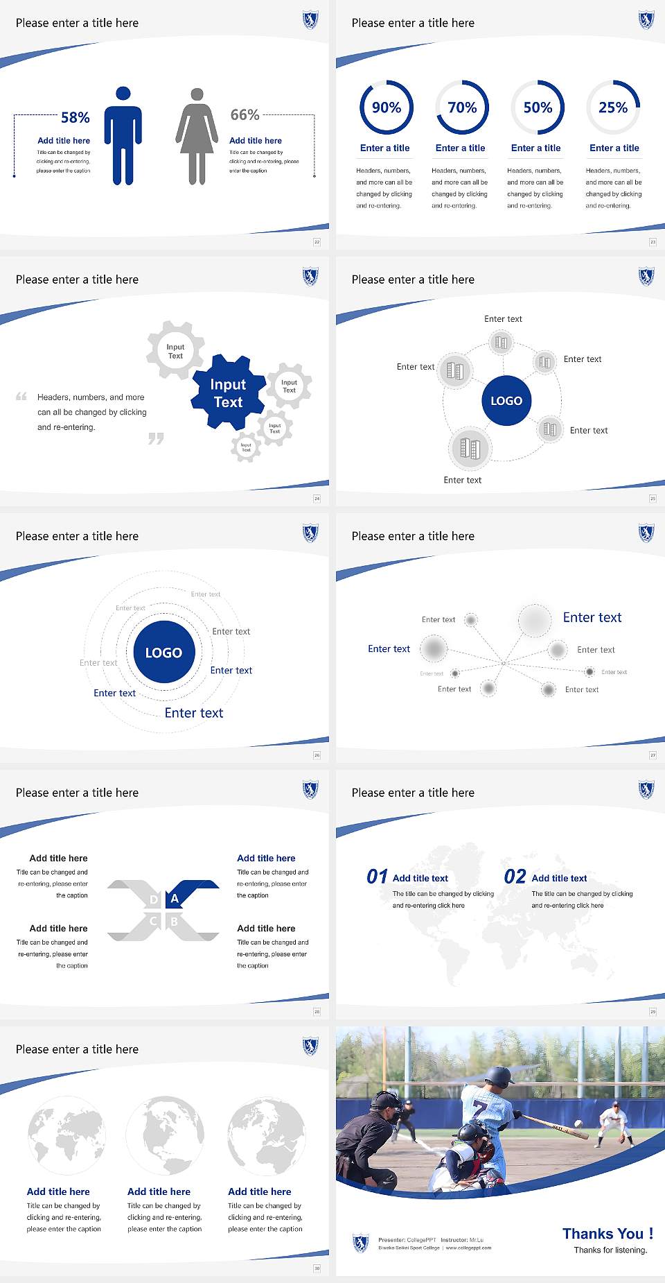 Biwako Seikei Sport College Course/Courseware Creation PPT Template4:3 ratio PPT effect preview image4
