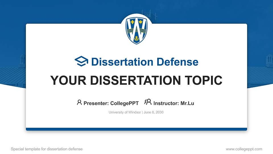 University of Windsor Graduation Thesis Defense PPT Template16:9 ratio PPT effect preview image