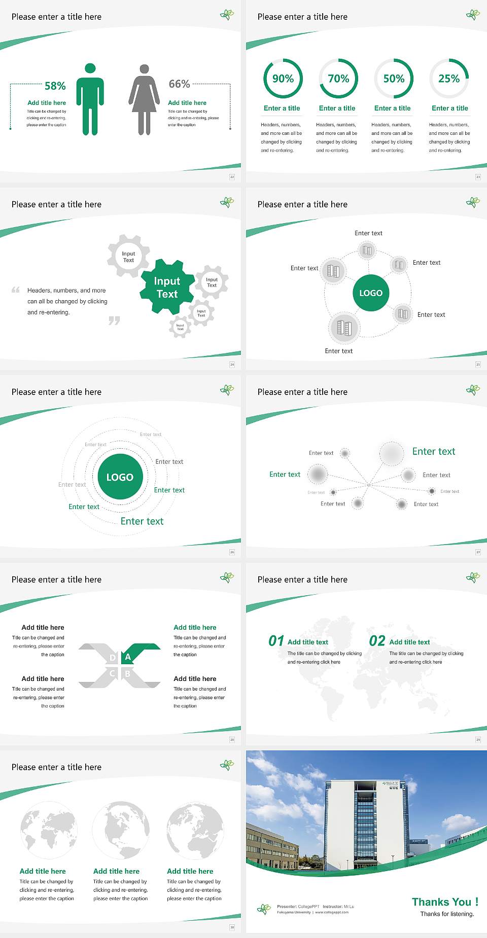 Fukuyama University Course/Courseware Creation PPT Template4:3 ratio PPT effect preview image4