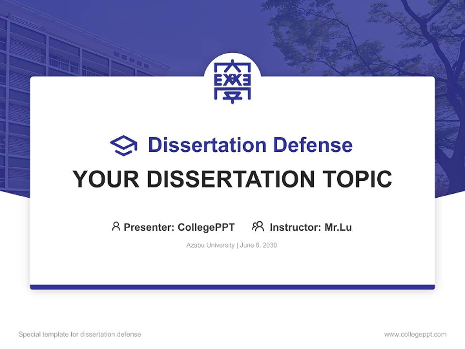 Azabu University Graduation Thesis Defense PPT Template4:3 ratio PPT effect preview image7