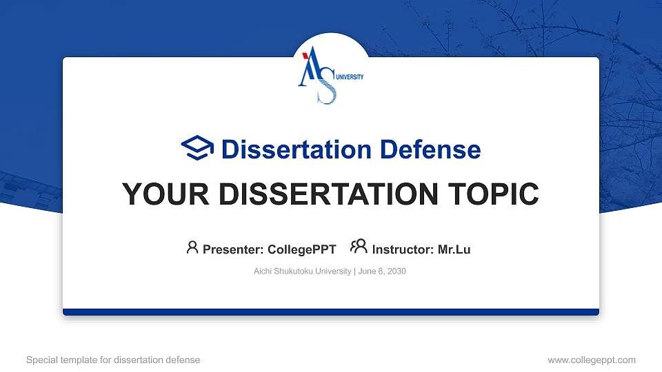 Aichi Shukutoku University Graduation Thesis Defense PPT Template16:9 ratio PPT effect preview image