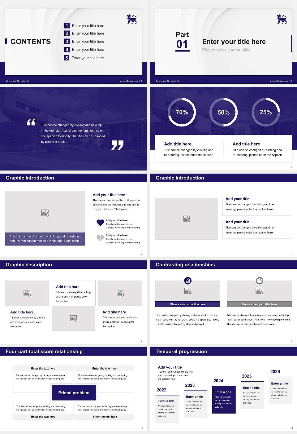 Birmingham City University Thesis Proposal/Graduation Defense PPT Template16:9 ratio PPT effect preview image2