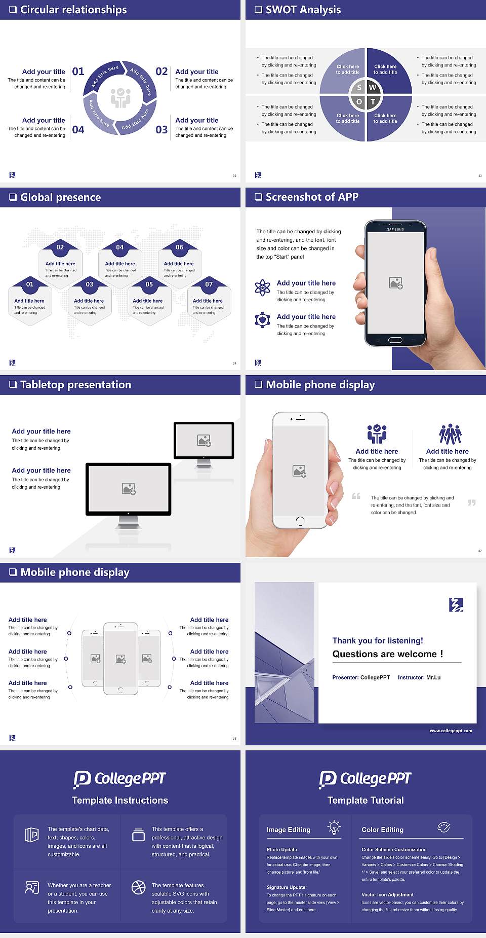Fukuyama City University General Purpose PPT Template4:3 ratio PPT effect preview image5