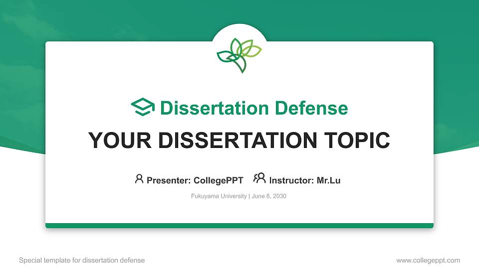 Fukuyama University Graduation Thesis Defense PPT Template16:9 ratio PPT effect preview image
