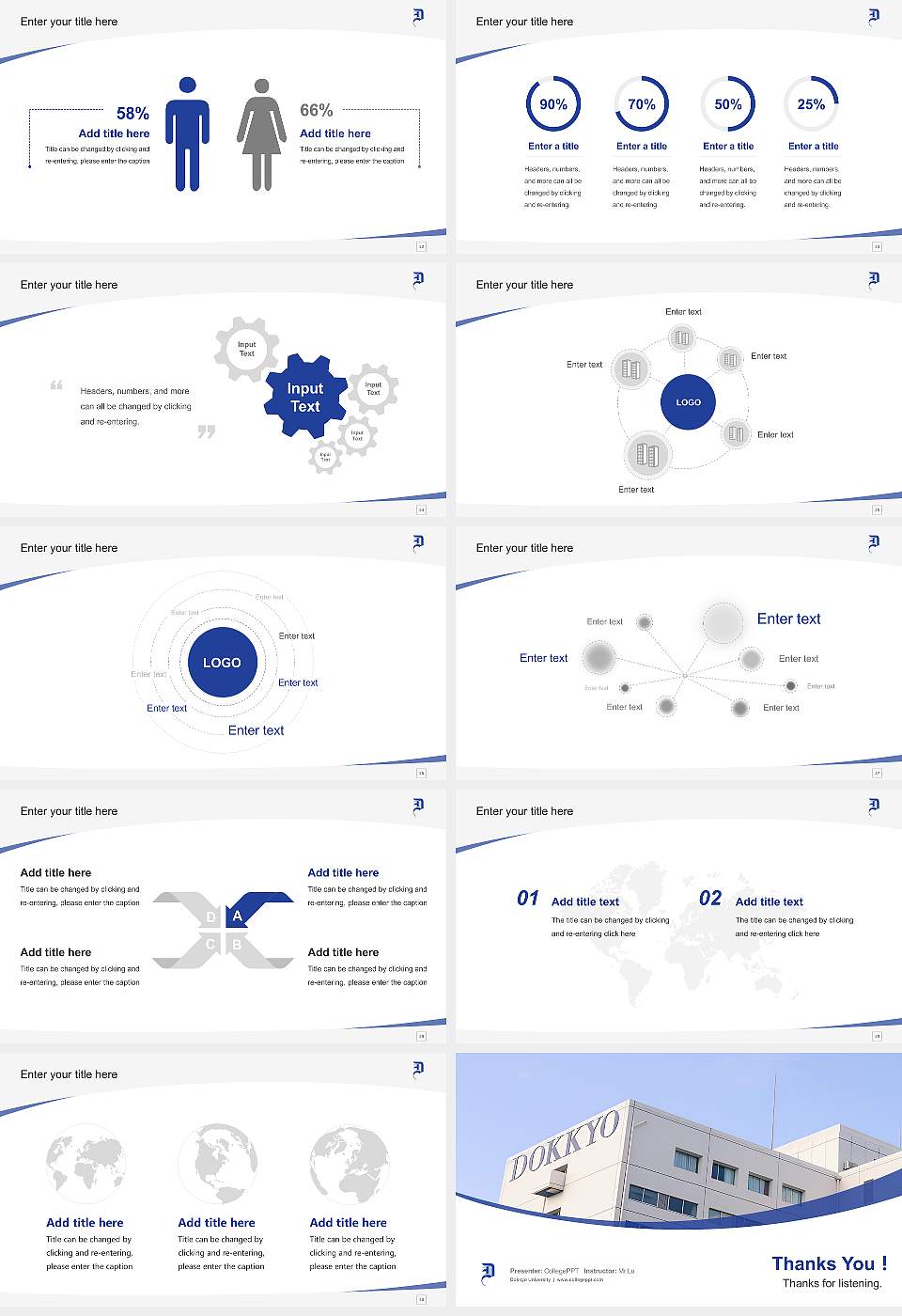 Dokkyo University Course/Courseware Creation PPT Template16:9 ratio PPT effect preview image4