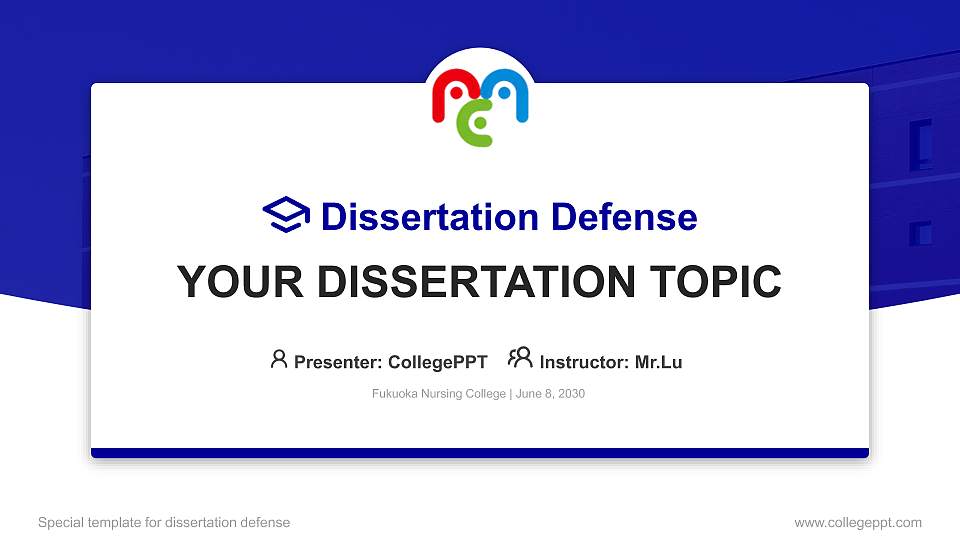 Fukuoka Nursing College Graduation Thesis Defense PPT Template16:9 ratio PPT effect preview image1