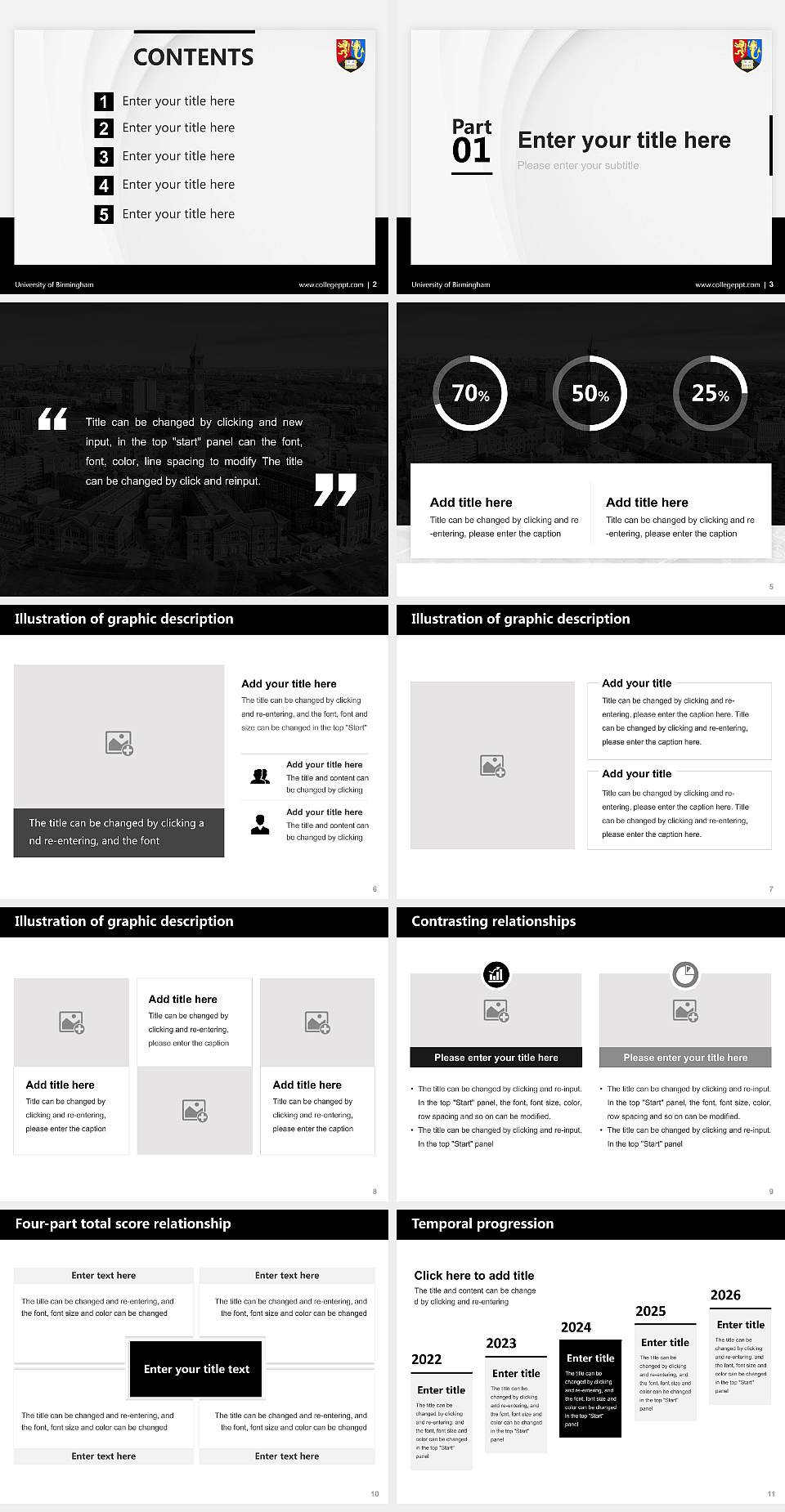 University of Birmingham Thesis Proposal/Graduation Defense PPT Template4:3 ratio PPT effect preview image2