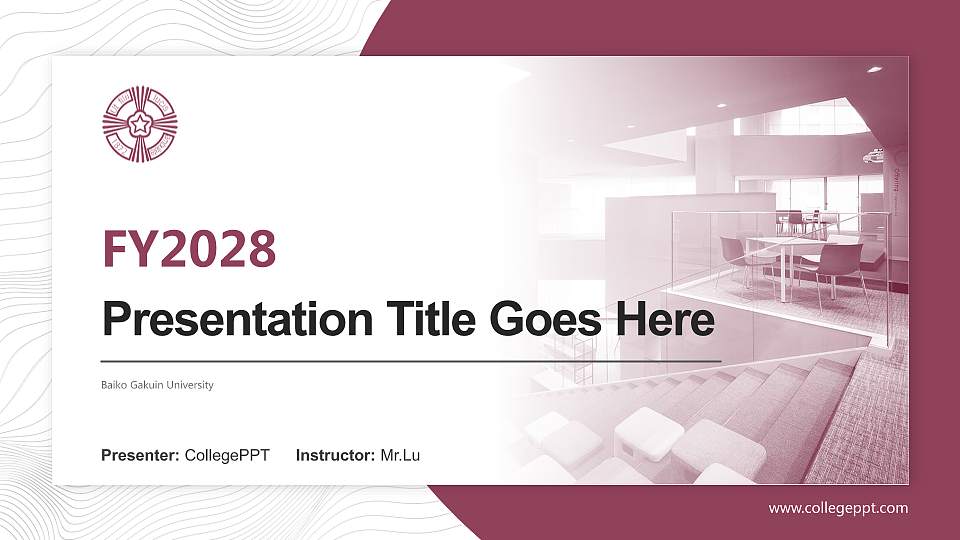 Baiko Gakuin University Academic Presentation/Research Findings Report PPT Template16:9 ratio PPT effect preview image