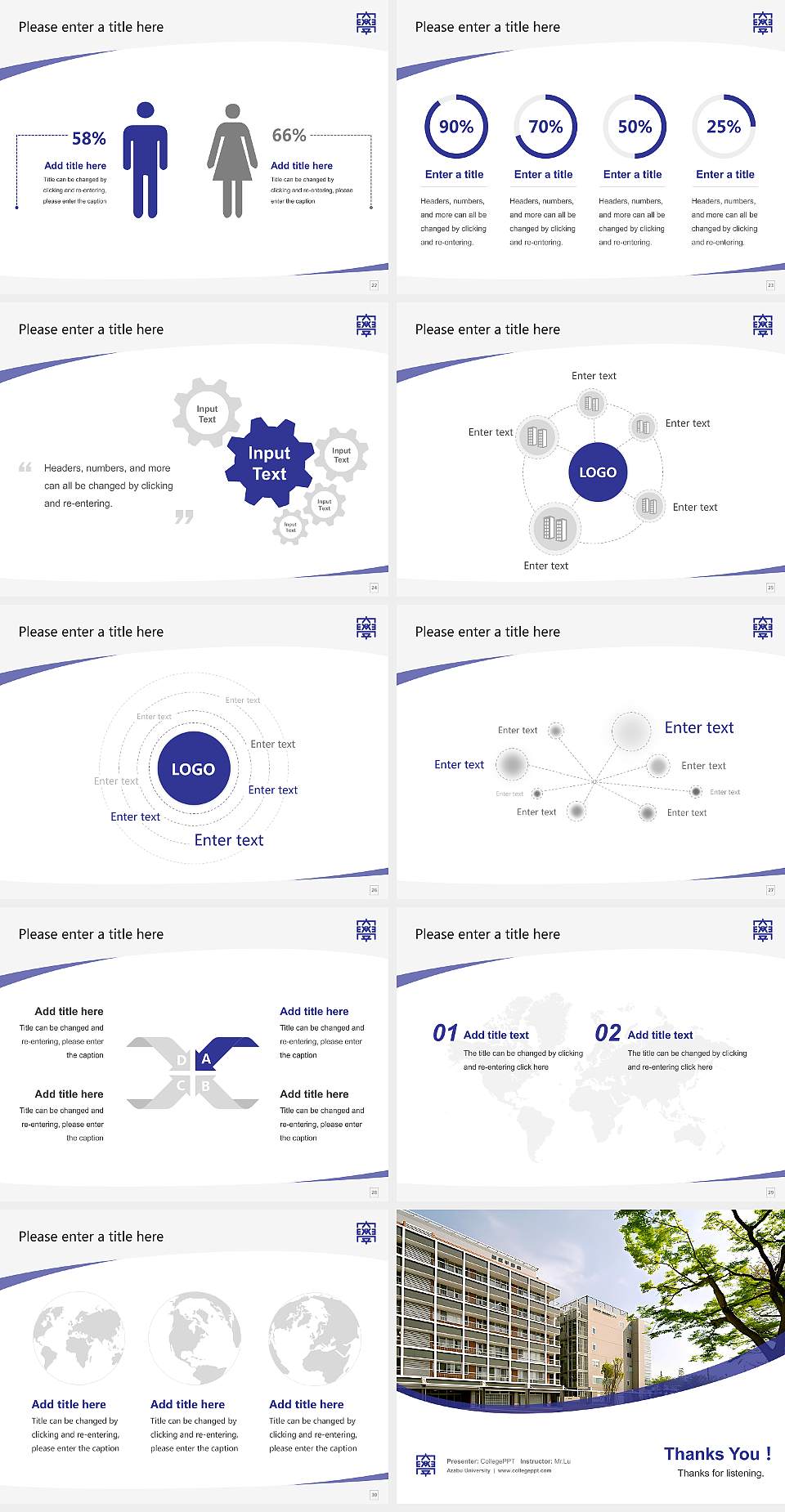 Azabu University Course/Courseware Creation PPT Template4:3 ratio PPT effect preview image4