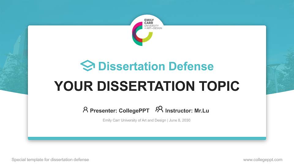 Emily Carr University of Art and Design Graduation Thesis Defense PPT Template16:9 ratio PPT effect preview image