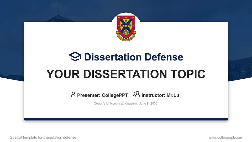 Queen’s University at Kingston Graduation Thesis Defense PPT Template16:9 ratio PPT effect preview image
