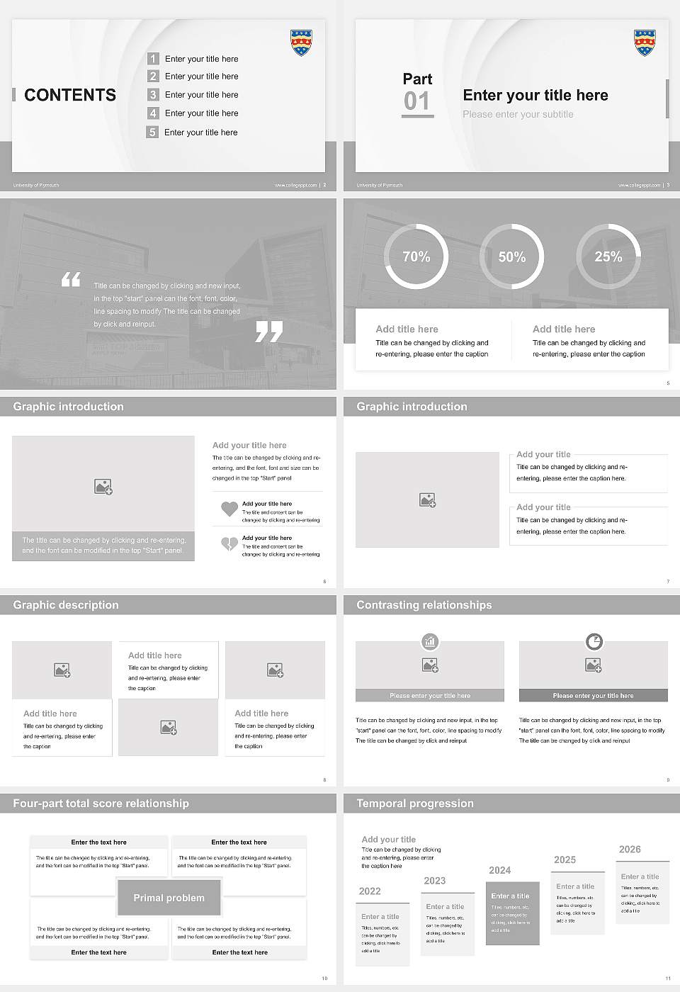 University of Plymouth Thesis Proposal/Graduation Defense PPT Template16:9 ratio PPT effect preview image2
