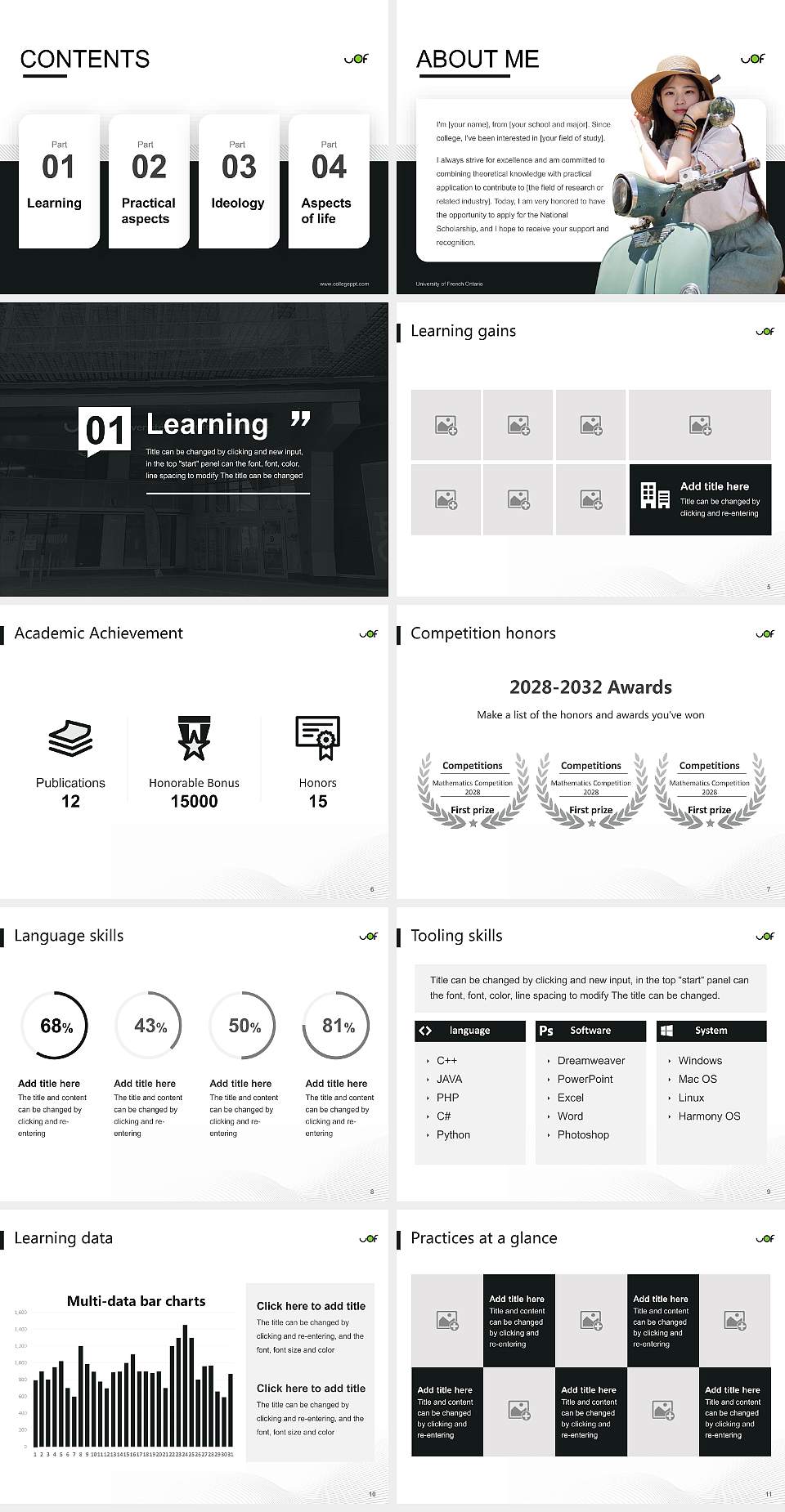 University of French Ontario National Scholarship Defense PPT Template4:3 ratio PPT effect preview image2