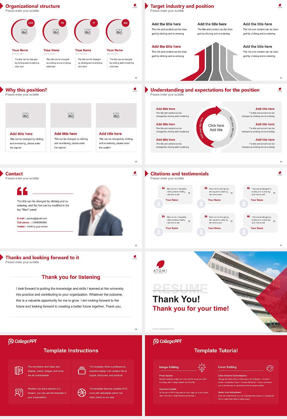 Atomi University Resume PPT Template16:9 ratio PPT effect preview image4