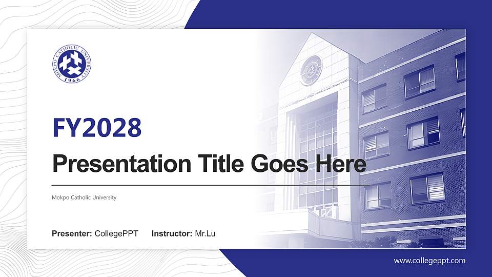 Mokpo Catholic University Academic Presentation/Research Findings Report PPT Template16:9 ratio PPT effect preview image