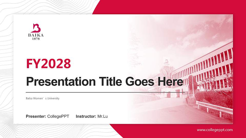 Baika Women’s University Academic Presentation/Research Findings Report PPT Template16:9 ratio PPT effect preview image